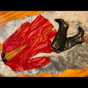 Brick red NWOT faux leather swing dress/jacket